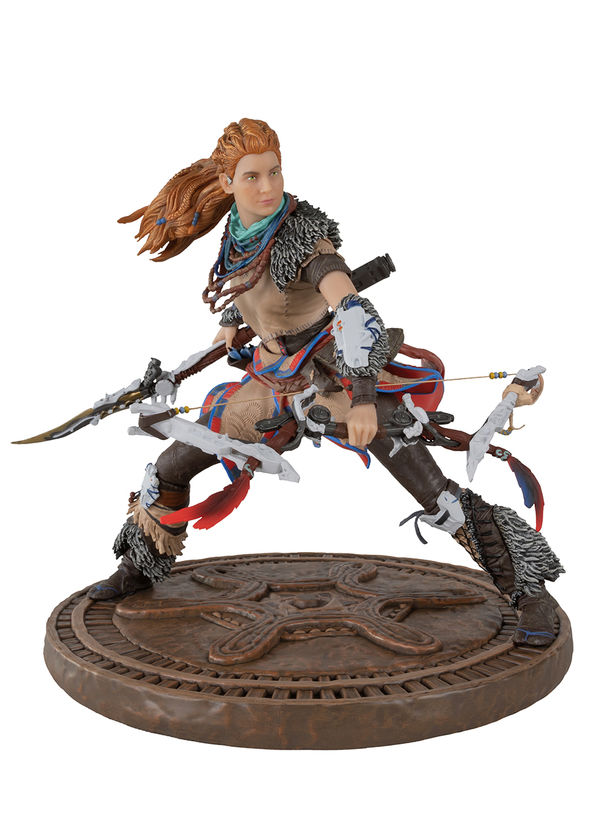 "Horizon Forbidden West Aloy PVC Figure" staring just to the right.
