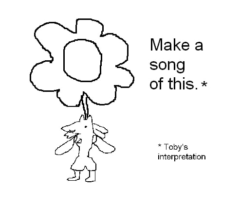 Toby Fox's artistic interpretation of that Lucario with the oversized flower growing out of its head.